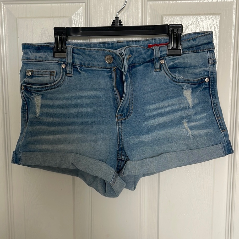 Denim Jean Shorts (frayed, flip cuff)